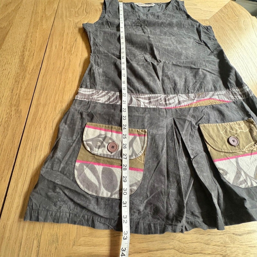 SAVAGE CULTURE Spanish Tunic Mini Dress Sleeveless w/Pockets Gray Boho Top LARGE - Picture 10 of 12